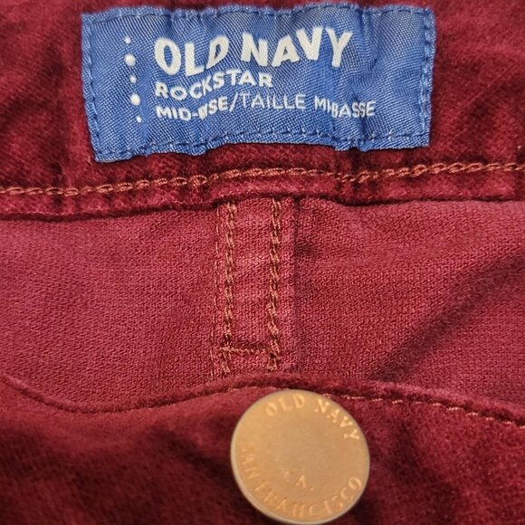 Burgundy Old Navy Velvet Mid-Rise pants #Velvet #skinny - Picture 4 of 7